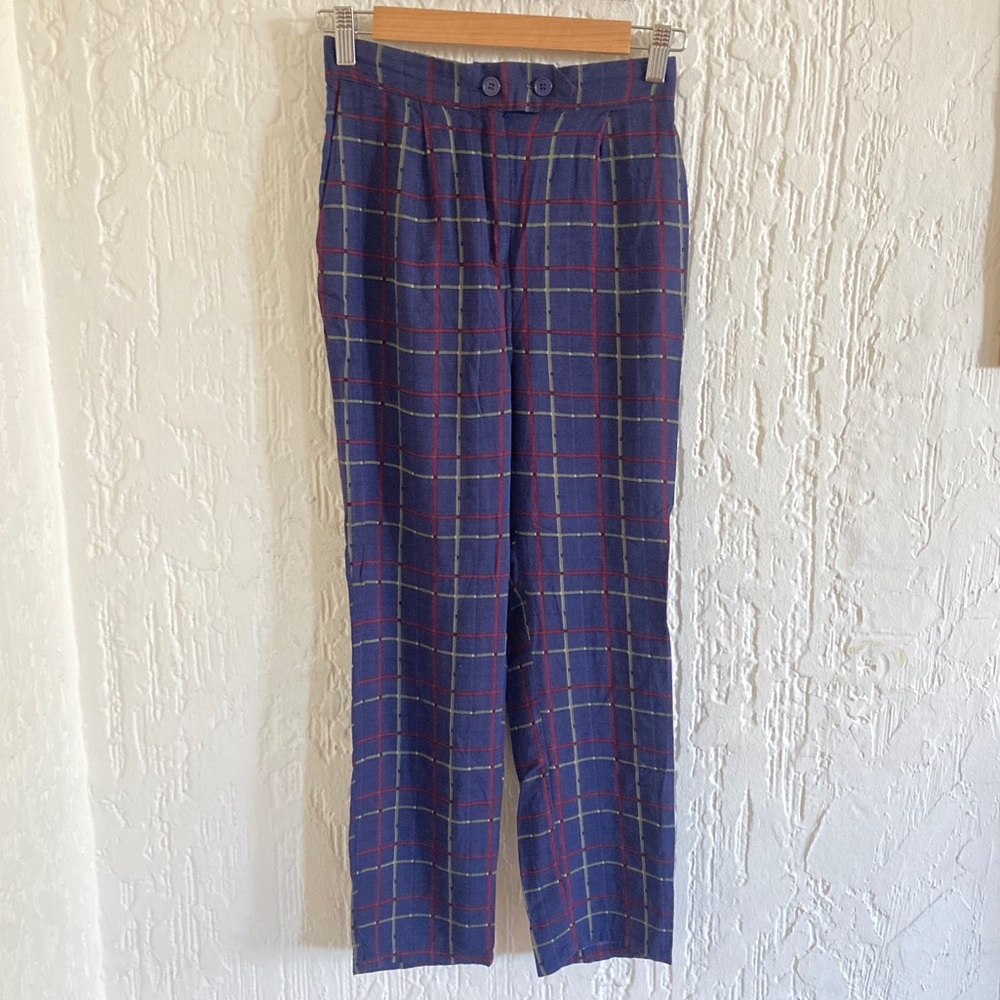 Cotton On Dark Blue Plaid Academia Pants Size 2